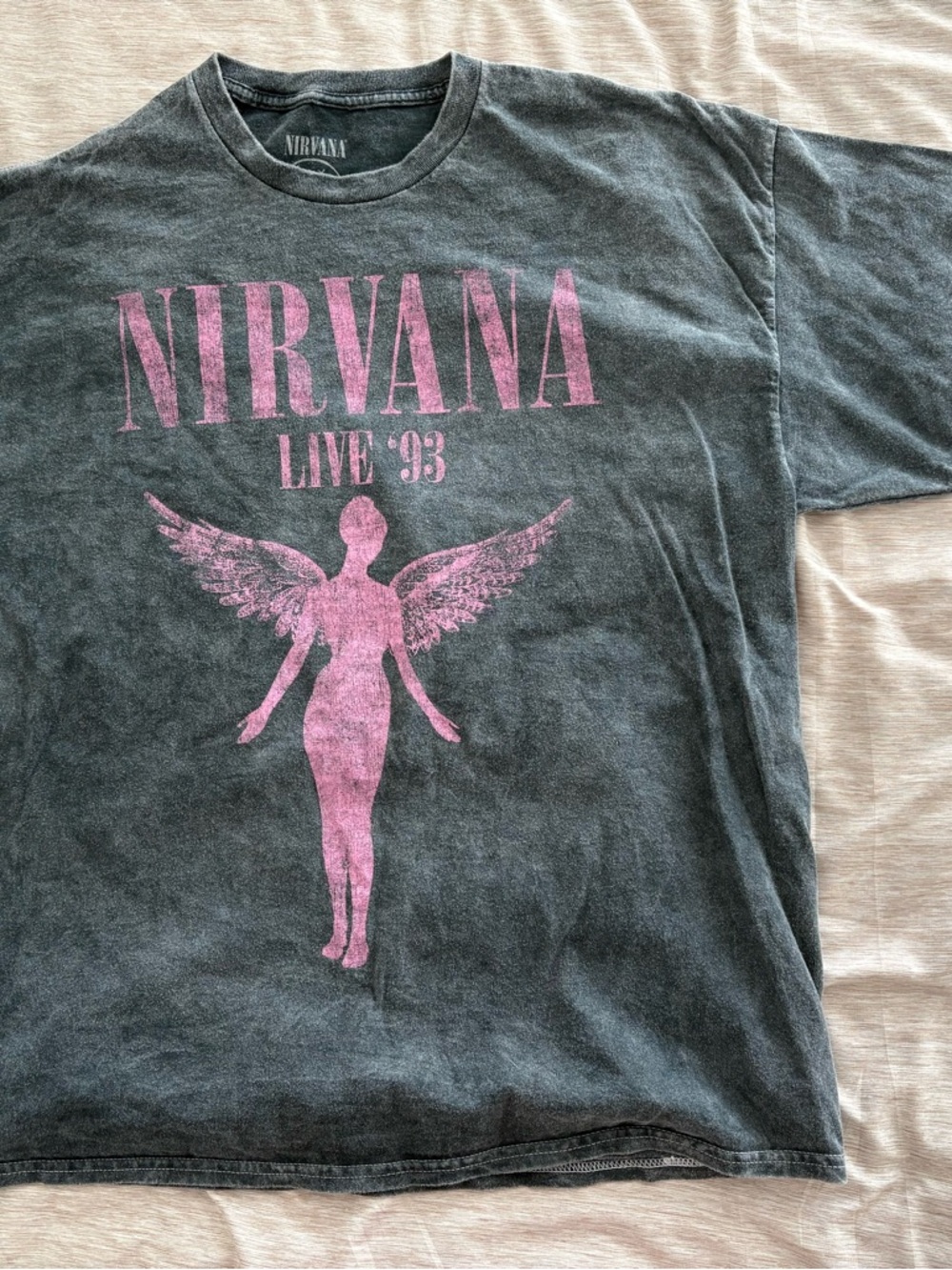 Nirvana Live '93 Graphic Tee - Pink on Charcoal